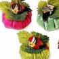 Set of 6 Silk Dupioni Sachets w/ feathered birds