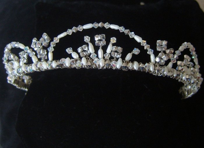 Genevieve Tiara in Freshwater Pearls and Swarovski Crystal by Elizabeth Claire