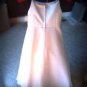 Sarah Louise White Matte Satin & Chiffon Special Occassion Dress w/ Assymetrical drape and beading.