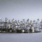 Navette  Freshwater Pearl & Clear Crystal Tiara by Winters and Rain in silver
