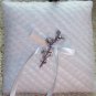 Regina Pleated White Organza Ringbearer Pillow with Vintage Rhodium Set Crystal & Pearl Decoration