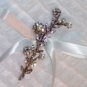 Regina Pleated White Organza Ringbearer Pillow with Vintage Rhodium Set Crystal & Pearl Decoration