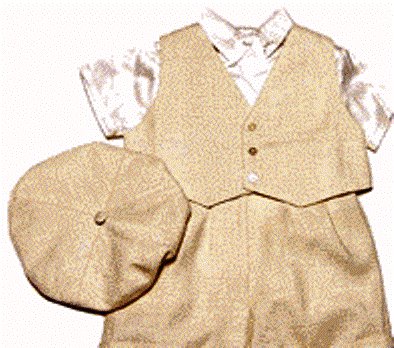 Christening/Wedding Boys Dress Silk 5 Piece Ivory & Natural Outfit by Sarah Louise
