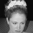 Kristina's Rolled Rose Italian Silk Satin Headpiece with Swarovski Crystals