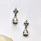 Perfect Pear Diamond Drop Earring of Cubic Zirconia, set in Rhodium