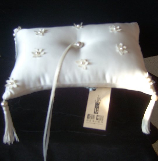 Sprinkled Flowers Silk Satin Ringbearer Pillow by Erin Cole
