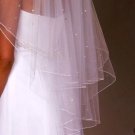 Diamond White 2 Tier Pencil Edge with Scattered Pearls, Rhinestones & Sequins