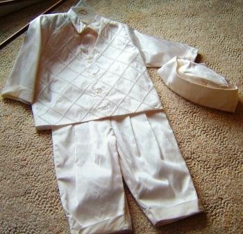 Dupioni Silk Christening suit by Cora