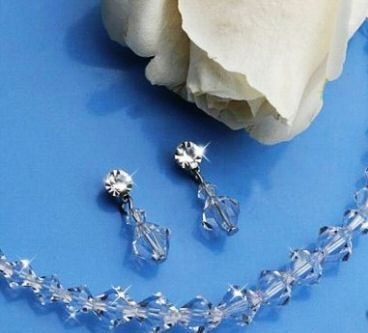 Simply Sparling Swarovski Crystal Bicone Necklace with Matching Drop Earring