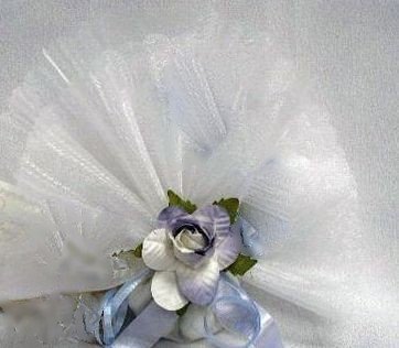Pack of 25 White Italian Organza 12" Circle Favor Wraps with Scallop Edges