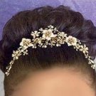 Champagne & Roses Bridal Comb in Champagn & Gold with crystal & pearls