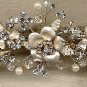 Champagne & Roses Bridal Comb in Champagn & Gold with crystal & pearls