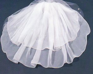 Sheer Glamour Beaded Tulle & Chiffon Elbow length Veil in White