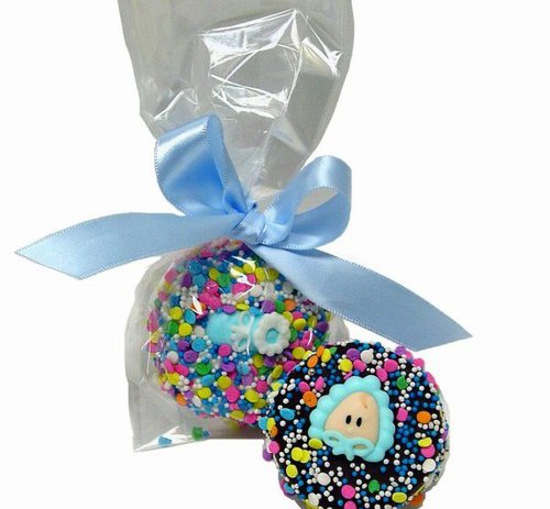1 Dozen Baby Boy Theme Chocolate Dipped Oreos, Individually wrapped.