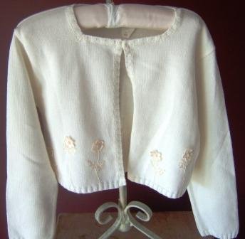 Sarah Louise Ivory Appliqued Knit Infant's Cardigan