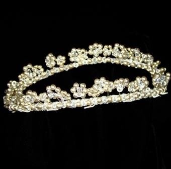 Spring Flowers Swarovski Pearl & Crystal Split Band Tiara by Kristina Eaton