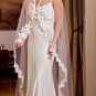 White Chapel Length Mantilla with Alencon Lace with custom made Keepsake Bag.