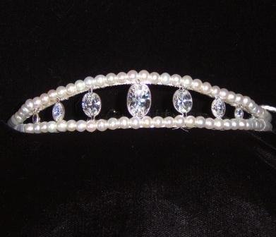 Elmcourt Tiara by Winters and Rain of Freshwater Pearl & Swarovski Crystal