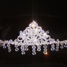 Annalise Face Frame Crystal Crown in Silver with crystal cascades