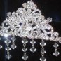 Annalise Face Frame Crystal Crown in Silver with crystal cascades