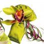 Set of 6 Silk Dupioni Sachets with silk Orchids an Satin Ribbons