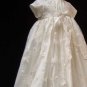 Embroidered English Net and Silk Christening Gown by Sarah Louise in Pure Ivory