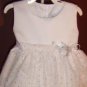 Silver  Sparkle Embroidered Organza & Satin Toddler Dress
