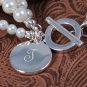 Elegant Moments Ivory Multi-strand Pearl & Silver Personalized Bracelet