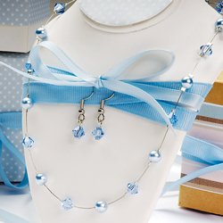Colored Glass Pearl & Swarovski Crystal Earring & Necklace Set