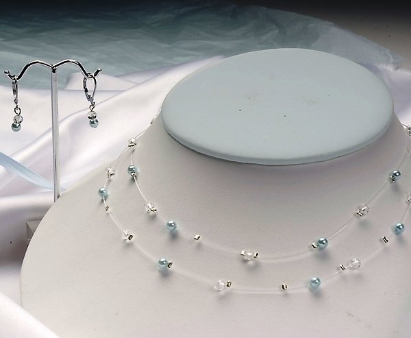 Cathy's Concepts Illusion Crystal & Pearl Necklace & Earring Set