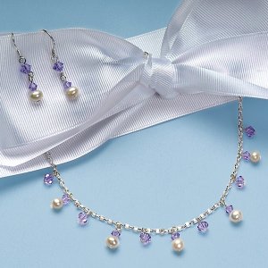 Freshwater Pearl & Crystal Earring & Necklace Set