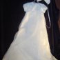 Sarah Louise White Organza Aline Christening Gown & Bonnet #136 with lace &  beading