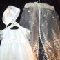 Sarah Louise White Embroidered & Beaded Christening Gown,Cape & Bonnet #120 in White