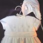 Sarah Louise White Rose Bodice w/Petal Hem Christening Gown & Bonnet #137