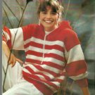 KNITTING PATTERN ONLY Pullover Sweater Hood Striped 105