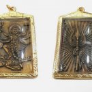 Mata Durga Kali Goddess Shiva  Gold Micron Case Pendant Hindu Thai Amulet