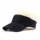 Fashion Golf Baseball Hat Black with Beige Fake Hair Cap Men Sun Visor Toupee Hats Wig Hat