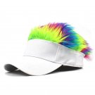 Fashion Golf Baseball Hat White with Colorful Fake Hair Cap Men Sun Visor Toupee Hats Wig Hat