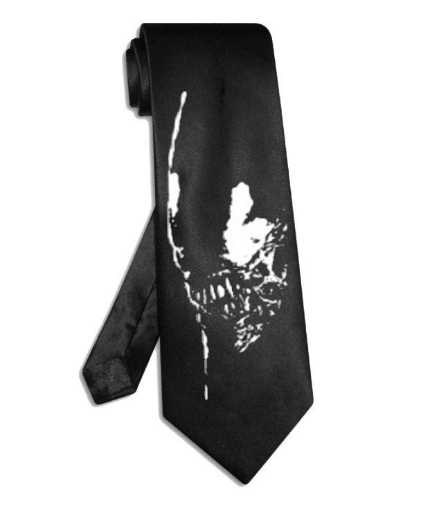 Alien tie black and silver satin silk Xenomorph necktie