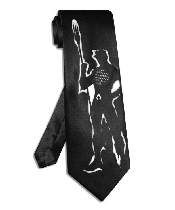 Aquaman tie hand-painted black and silver satin silk superhero necktie