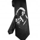 ACDC Brian Johnson tie black satin silk necktie