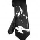 Bob Dylan guitar playing tie black satin silk necktie