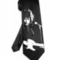 Bob Dylan guitar playing tie black satin silk necktie