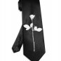 Depeche Mode rose tie black satin silk necktie
