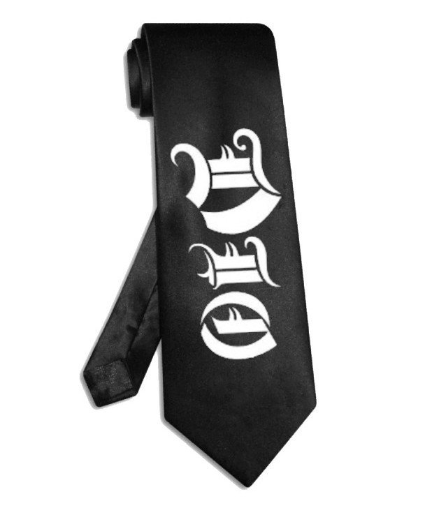 DIO band logo tie black satin silk necktie
