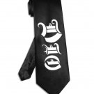 DIO band logo tie black satin silk necktie