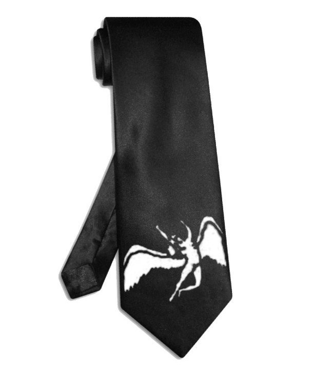 Led Zeppelin angel tie black satin silk necktie