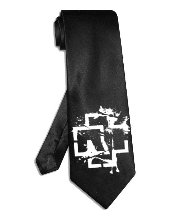 Rammstein band logo tie black satin silk necktie