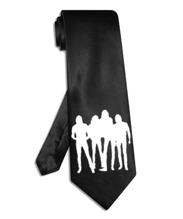 Ramones group silhouette tie black satin silk necktie