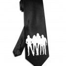 Ramones group silhouette tie black satin silk necktie